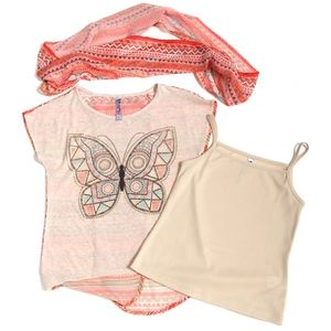 Beautees Butterfly Shortsleeve Girls Top (M)